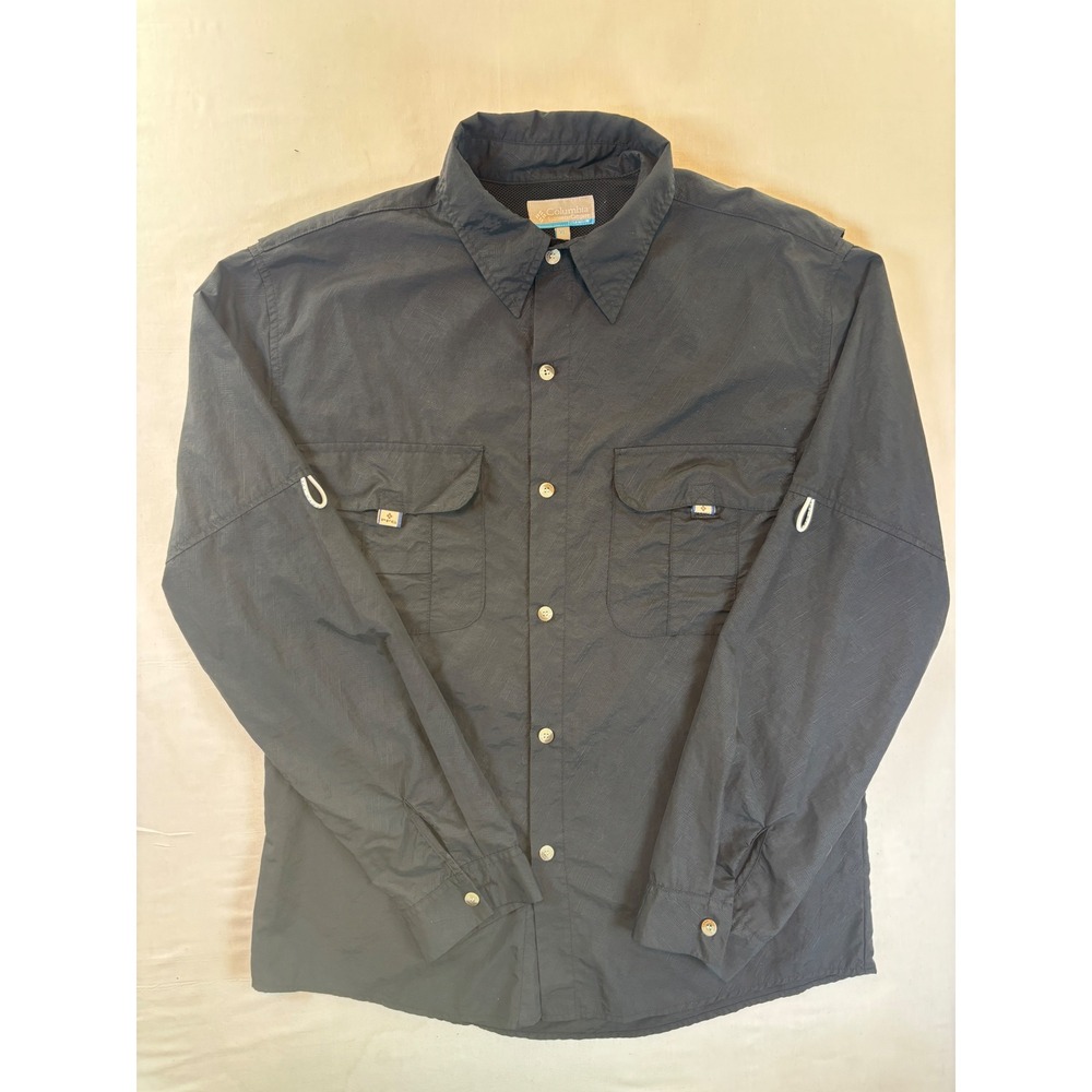 Columbia PFG Titanium Mens XL Fishing Shirt Black Ripstop Long Sleeve Vented